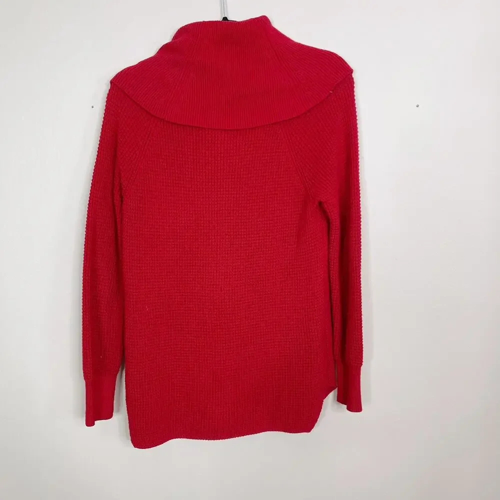 Michael Kors Cowl Neck Sweater Womens XSmall XS Red Cotton Blend Knit